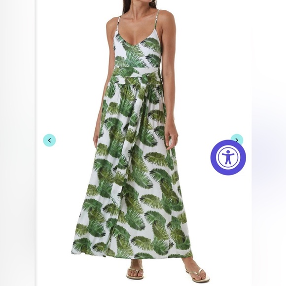 NWT Melissa Odabash Elsa Palm White Crepe Belted Maxi Skirt Size Small - Picture 7 of 12